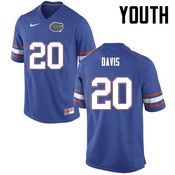 Florida Gators Youth #20 Malik Davis College Football Blue